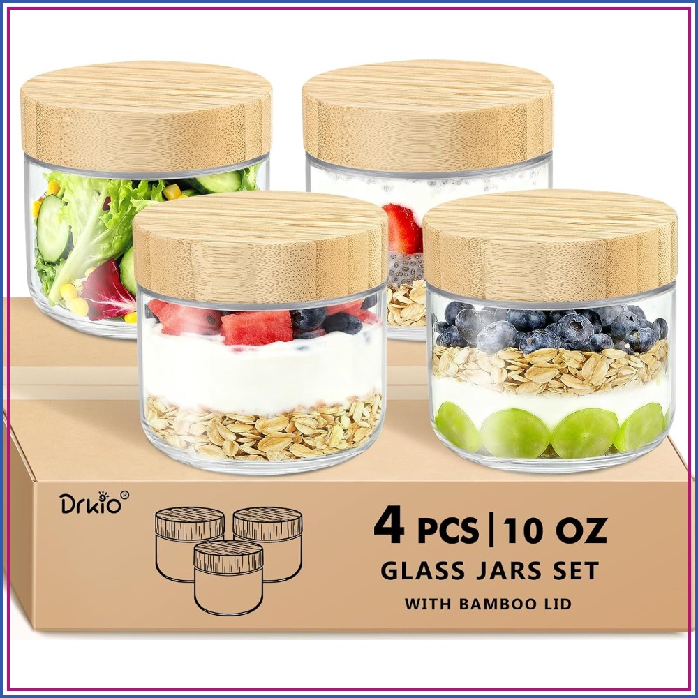 Meal Prep Jar Salad - 10 Oz Overnight Oats Containers with