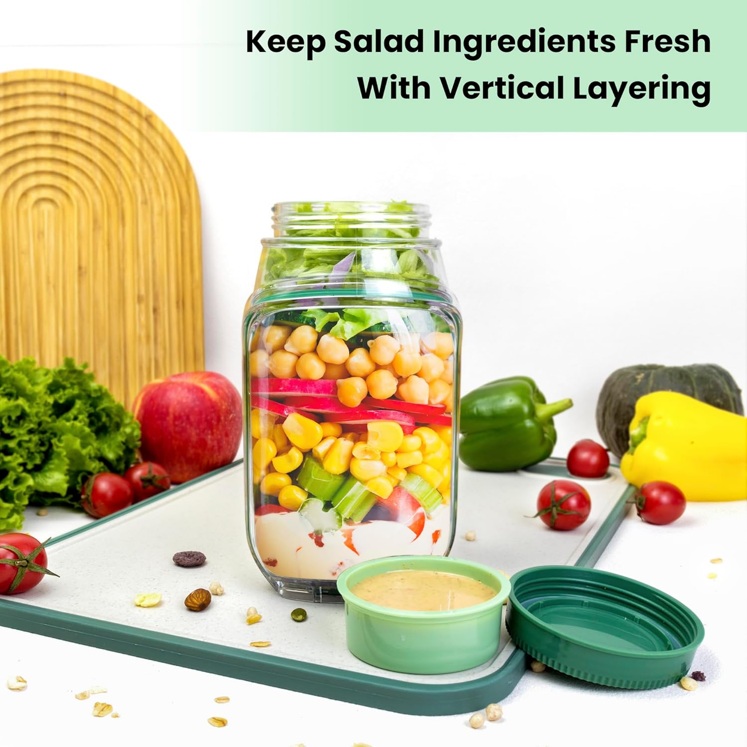2-Pack 34oz Salad Jar Containe - Meal Prep Jar Salad recension och pris
