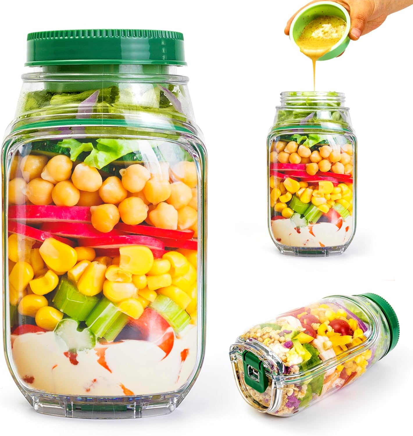2-Pack 34oz Salad Jar Containe - Meal Prep Jar Salad recension och pris