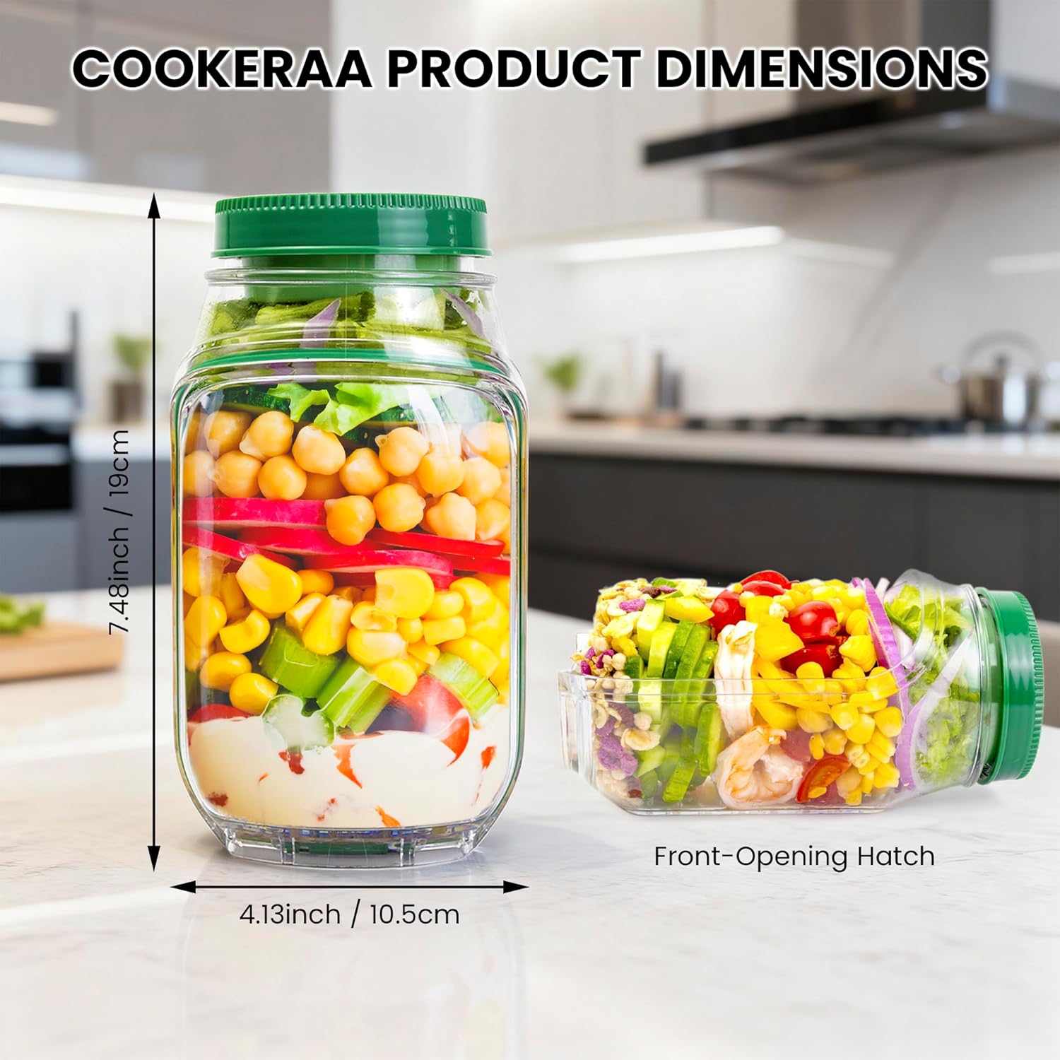 2-Pack 34oz Salad Jar Containe - Meal Prep Jar Salad recension och pris