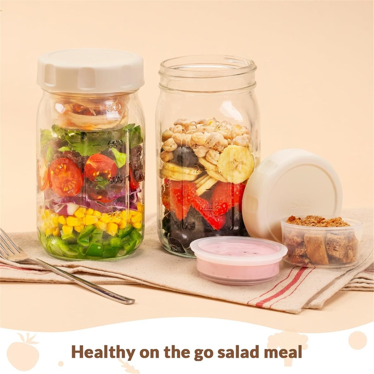 A67T NEW 4 Pack Glass Salad Ja - Meal Prep Jar Salad recension och pris