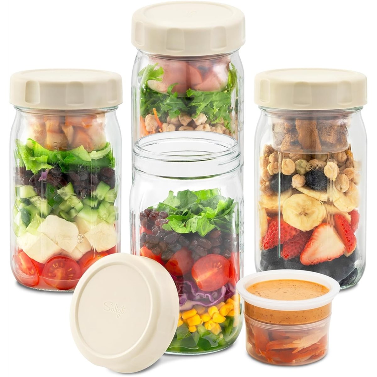 A67T NEW 4 Pack Glass Salad Ja - Meal Prep Jar Salad recension och pris
