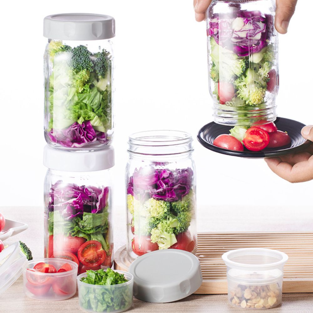 4 Pack 32 Oz Glass Salad Jars  - Meal Prep Jar Salad recension och pris